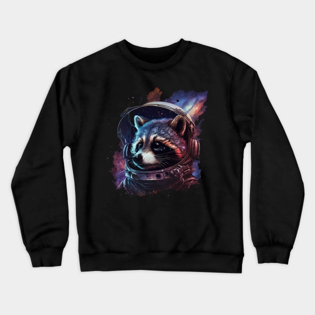 space raccoon Crewneck Sweatshirt by a cat cooking